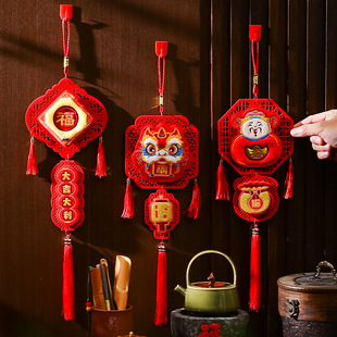 New Year Decoration Fortune Pendant 2025 Year of the Snake Spring Festival Gate Plush Hanging Decoration Living Room Festive New Year Decoration Supplies