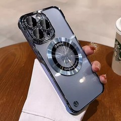 適用iphone15無邊框磁吸手機殼蘋果14透明13ProMax全包防摔保護套