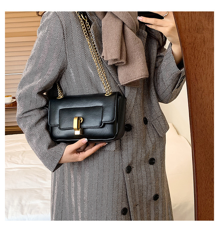 Fashion Retro Lock Single Shoulder Diagonal Bag 2022 Spring Chain Small Square Bag display picture 2