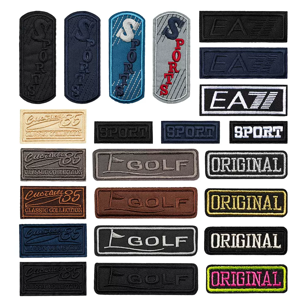 跨境英文字母标牌电脑绣花刺绣布贴运动服饰徽章自粘破洞补丁贴布