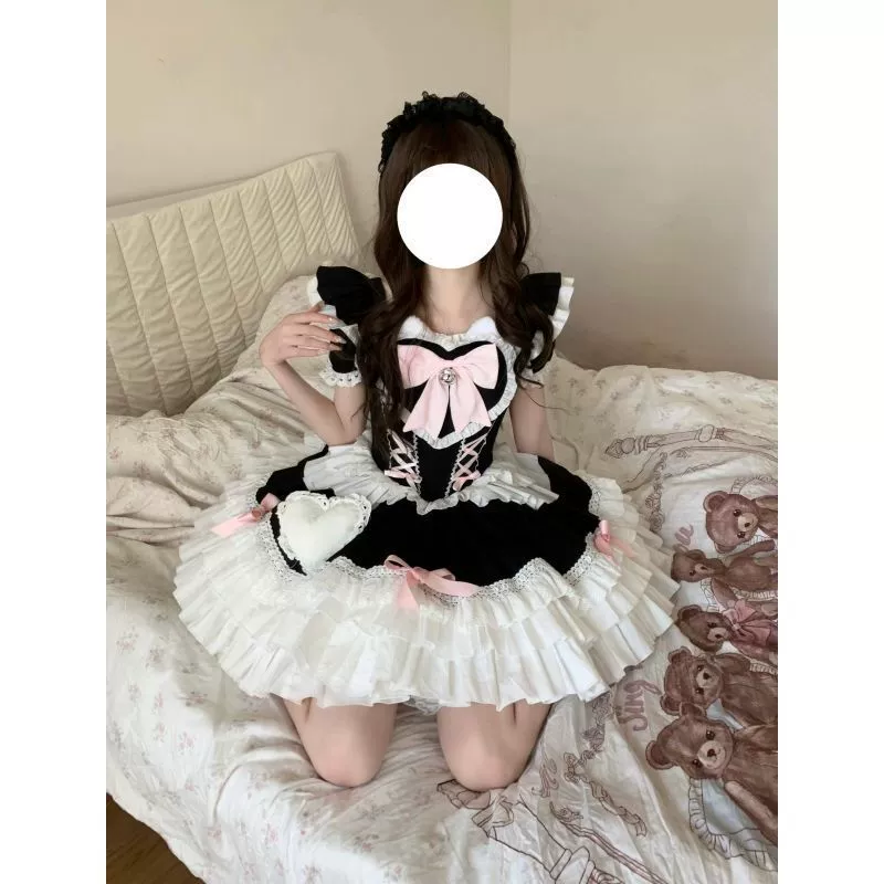 Милая японская Lolita с короткими рукавами, Lolita, атмосфера милой девушки, наряд для Lolita, пышная юбка