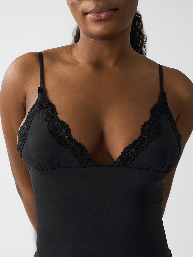 Body triangle en dentelle – Body à bretelles réglables et taille haute (Noir/Rose/Marron, S-XL)_voghion.com