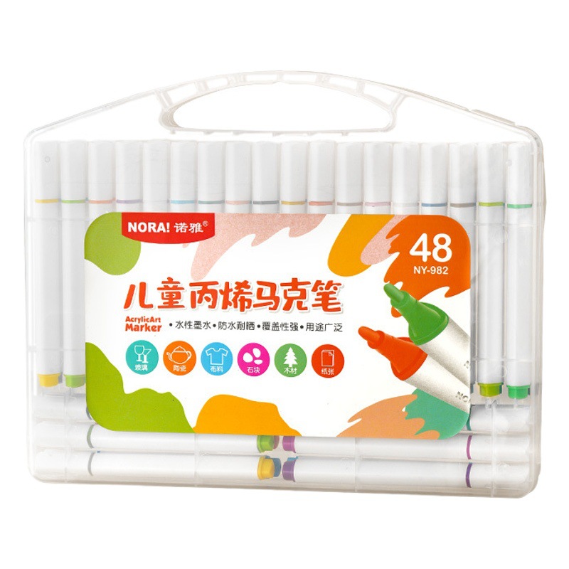Noya Water-Based Acrylic Marker Pen Round Barrel Double-Ended Waterproof Brush Children's DIY Painting Soft-Tip Watercolor Pen