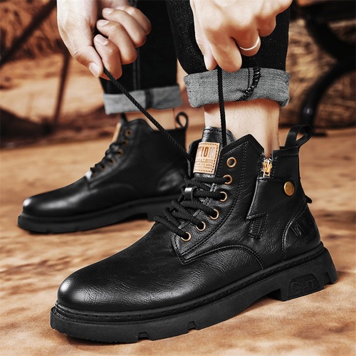  new men's Martin boots on behalf of men, retro trendy British style work boots, non-slip waterproof practical short boots