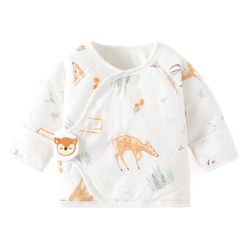 Newborn Baby Half-back Clothes Warm Cotton Inner Clothes Boneless Cotton Autumn and Winter Thin Cotton Monk Clothes Baby Top