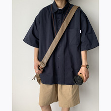 日系复古工装衬衫男士短袖夏季百搭休闲衬衣宽松ins潮牌半袖外套