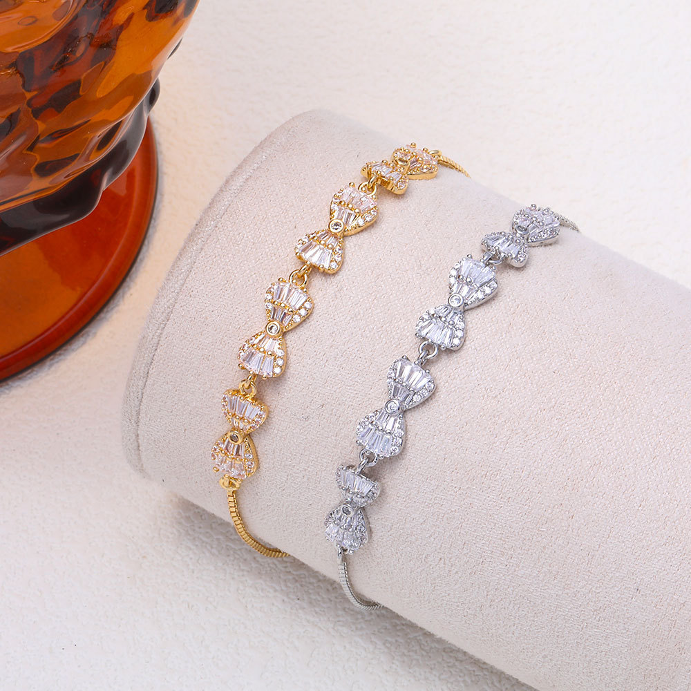 Zircon Bow Patchwork Bracelet Light Luxury High End Feel Exquisite Simple Versatile Jewelry For Commuting_voghion.com
