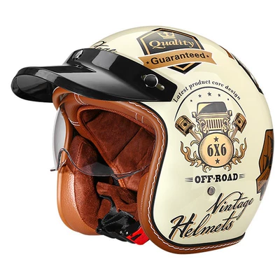 Retro Helmet Motorcycle Helmet Motorcycle | Motosiklet kaskı (dəbilqə) - ivory-graffiti-m57-58