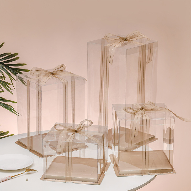 정사각형 투명 커버, 금색 베이스, 높이 9.8inch (33-35cm 곰에게 적합), 투명 플루이드 곰 포장 상자