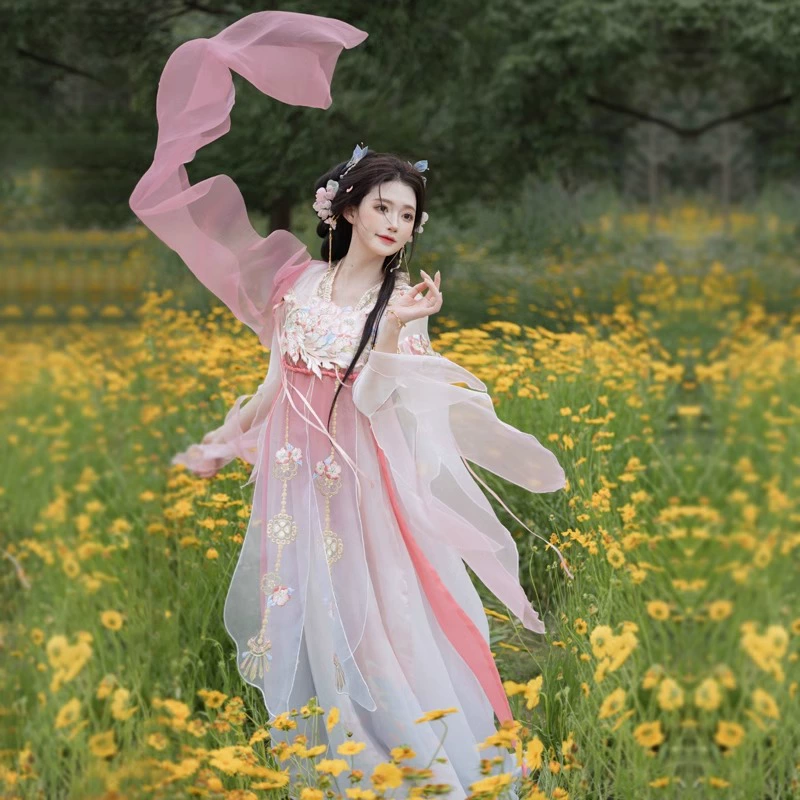 Подсолнух Hanyu Ян карп оригинал с грудью Hanfu женский 2025 новый весной и летом сломанные рукава