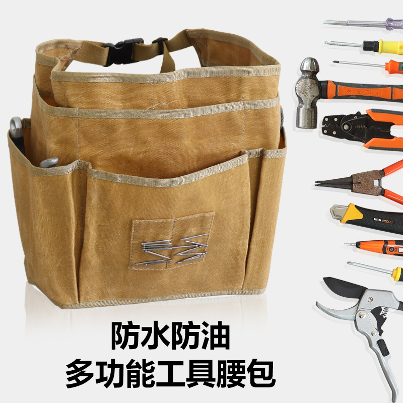 Amazon delantal de lona cera impermeable a prueba de aceite herramientas multifuncionales bolsa de cintura electricista delantal de carpintería corto