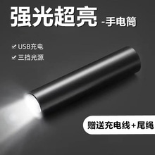 手电筒迷你户外家用学生便携三档开关应急灯便携充电塑料小手电筒