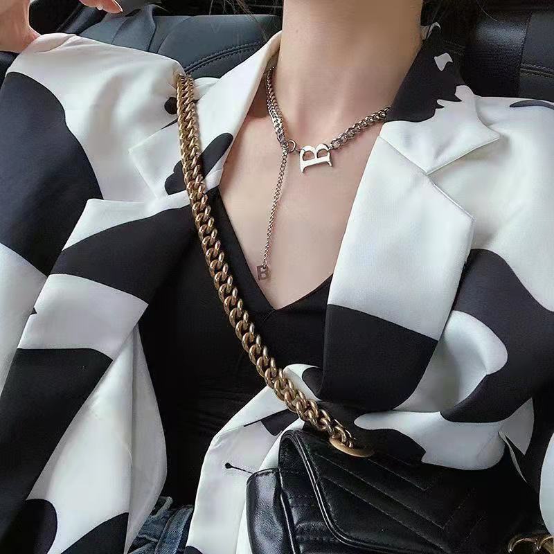 B-Letter Necklace 2021 New Titanium Steel Letter Women's collarbone Chain Accessories_voghion.com
