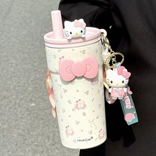 保温杯女生高颜值kitty可爱吸管水杯ins咖啡杯带茶隔学生新款杯子