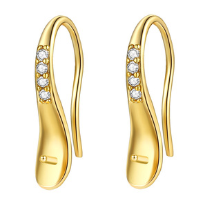 [Factory] Copper Band 925 Character Printed Pearl Earrings Accessories Zircon High Heels Ear Hook Ear Drop Empty Women