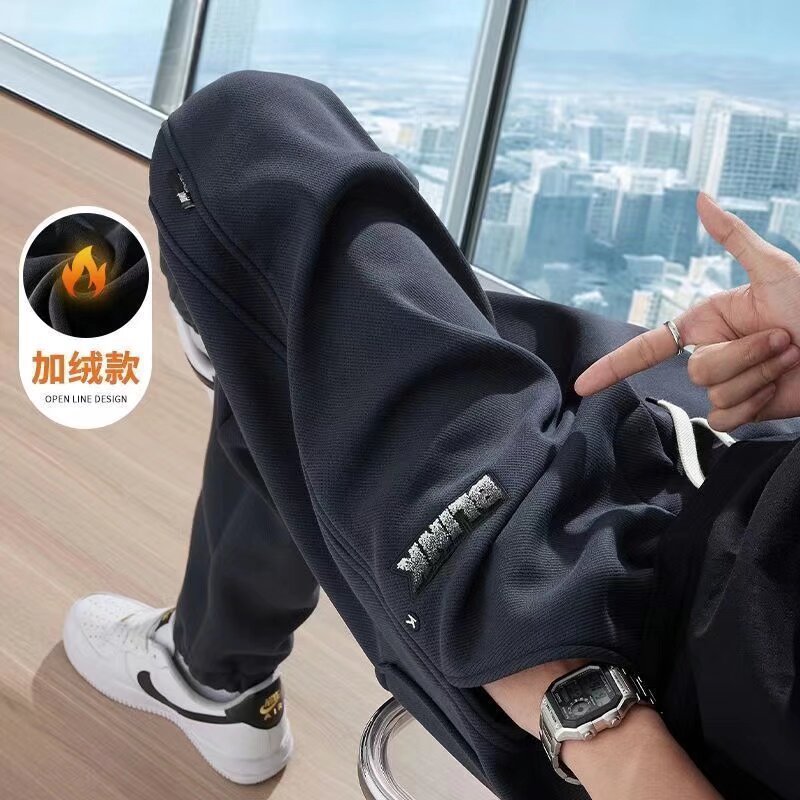休闲裤男秋冬款保暖宽松休闲卫裤运动灯芯绒加绒束脚裤子男士冬季