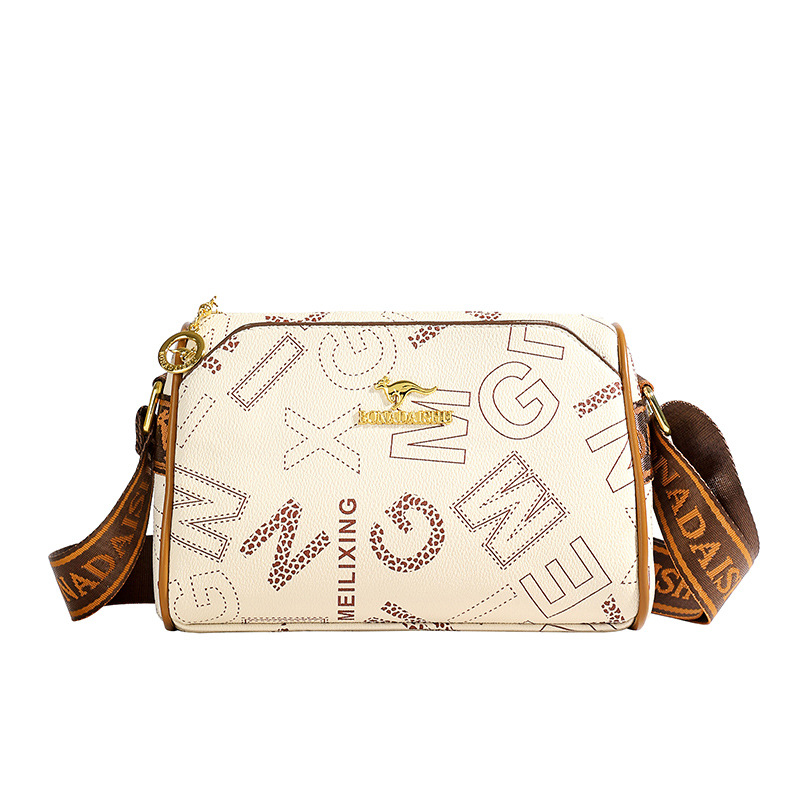 Bolsa de almohada de textura de cuero suave, bolso de hombro de mujer, bolso multicapa, bolso de textura de banda ancha, letras de Boston