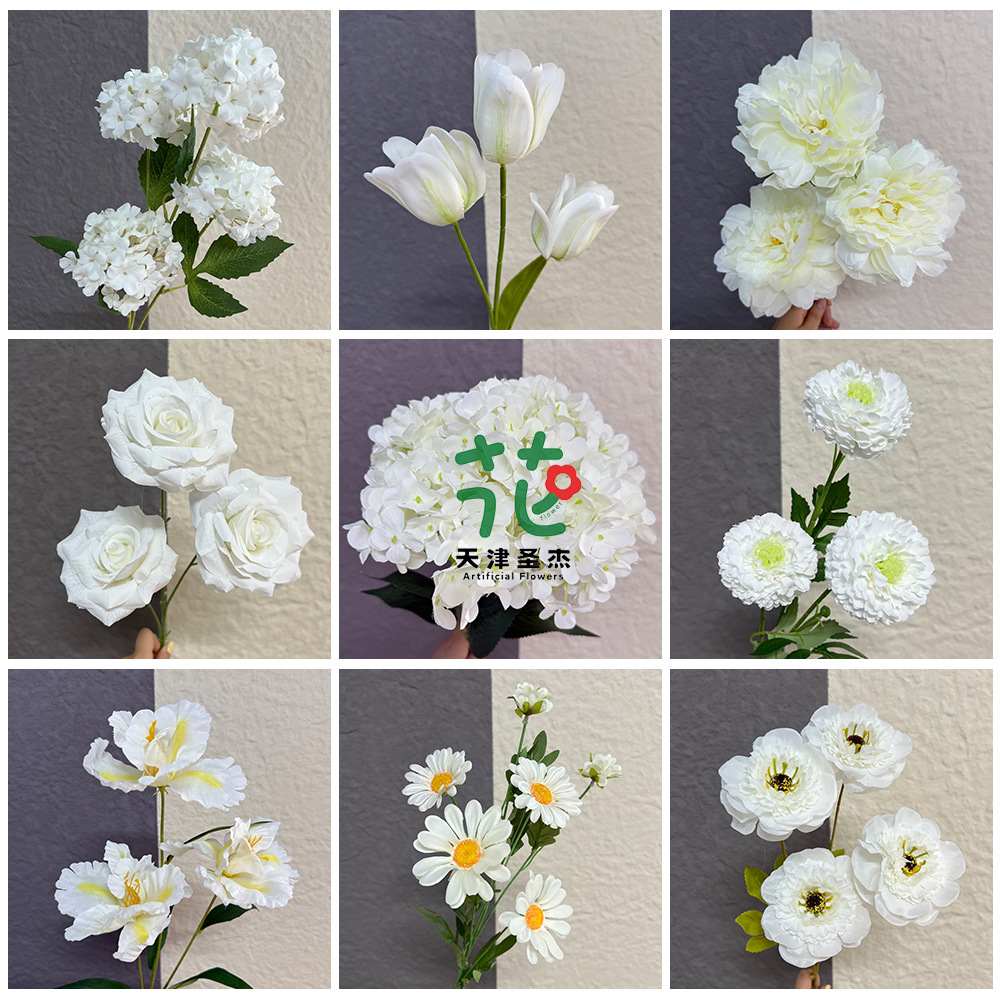 2025白色系假花仿真花婚礼场景布置满天星蝴蝶兰玫瑰厂家批发跨境