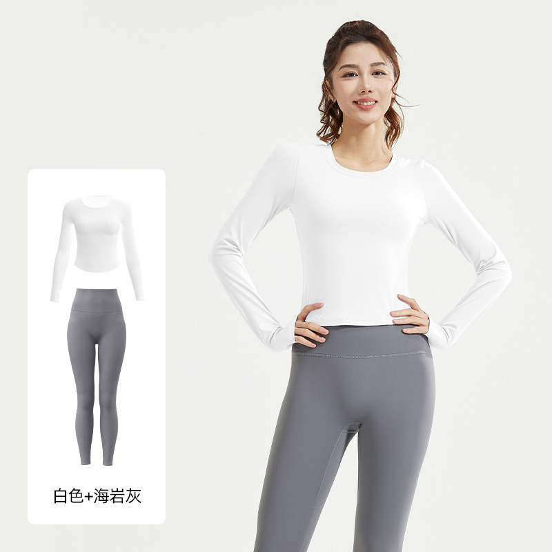 Juyitang nuevo traje de yoga delgado desnudo, delgado, elástico y transpirable, traje de fitness de ocio para correr