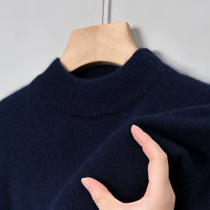 Цветной свитер, комфортная к телу knitted T-shirt для отдыха, 9 цветов, высокий ворот, круглый ворот