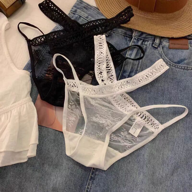 Sexy Cross-Strap Panties for Women, Low-Waist, Hot and Sexy, See-Through, Sweet, Girly, Lace-Trimmed, Breathable Panties for Women