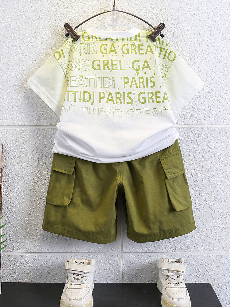 Conjunto de Verano para Niños 7147, Ropa de Moda para Bebés, Estilo Informal de Internet, Conjunto de Dos Piezas de Manga Corta para Niños, Nueva Tendencia 2026