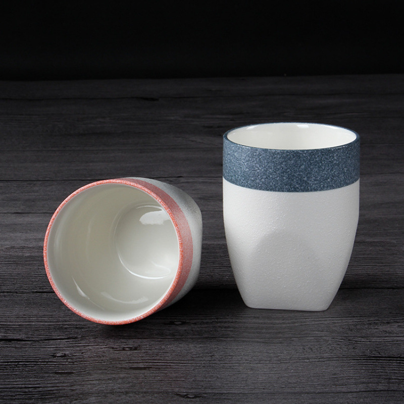 Taza recta de estilo japonés imitación de piedra personalidad creativa taza recta de cerámica taza de té taza de enjuague de boca taza de porcelana blanca