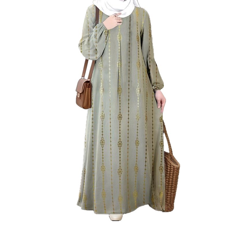Robe longue musulmane à manches longues pour femme | Mode transfrontalière | Livraison directe disponible | Prix négociable | Matière : polyester_voghion.com