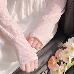 2023新款溫柔仙女風蕾絲防曬冰袖薄款開車騎行寬鬆護袖女冰絲袖套