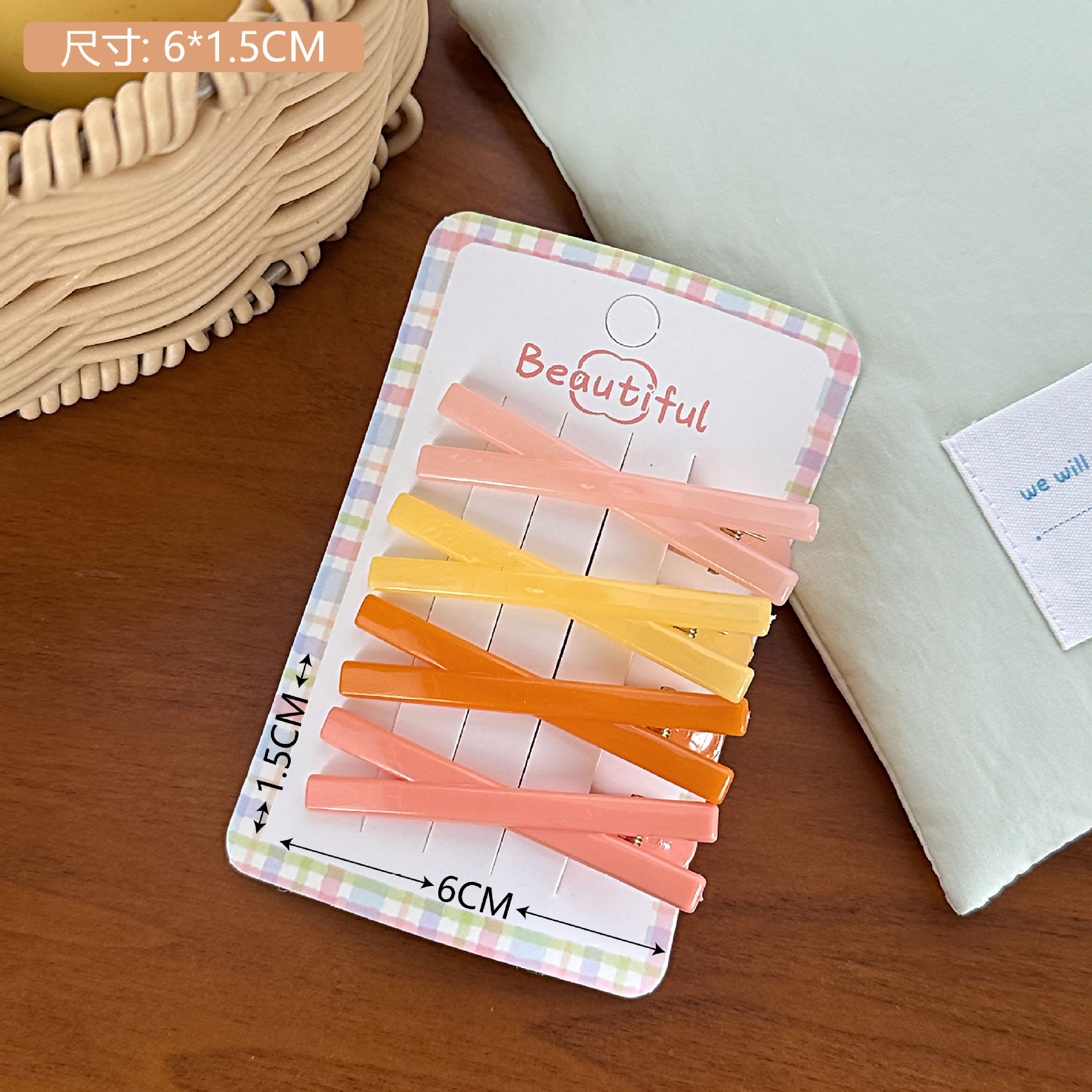 Dulce color gelatina cruzada frangea clip clip de cabello roto frente clip lateral lindo clip de boca de pato clip de estilo de niña libre