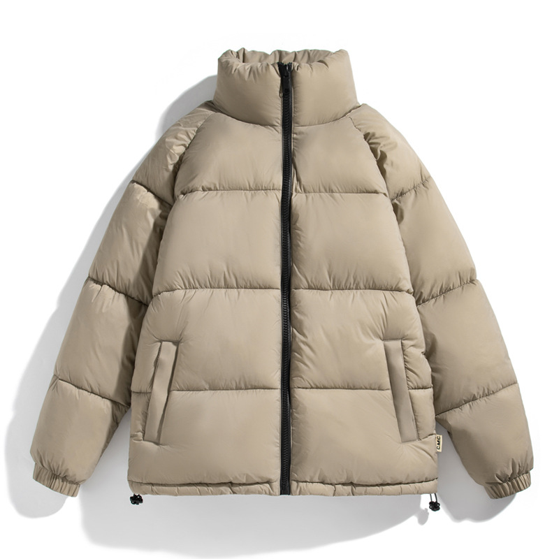 Chaqueta de hombre de otoño e invierno chaqueta acolchada de algodón cálida informal suelta blusa juvenil cuello alto simple celebridad de Internet misma chaqueta de pan a prueba de viento