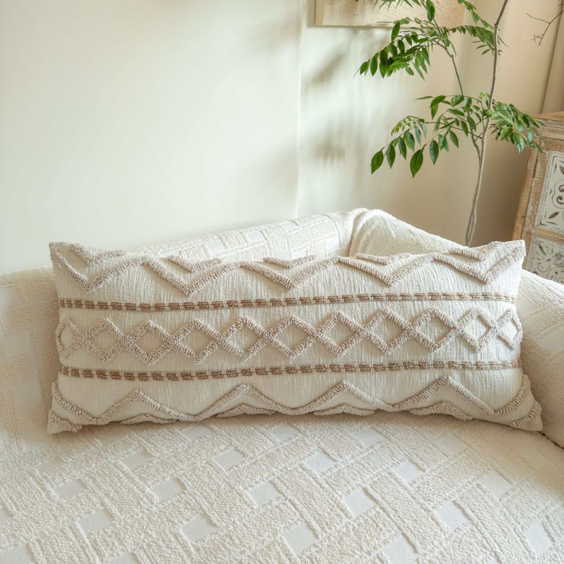 Nórdico inswind almohada simple versátil sala de estar sofá cojín dormitorio ventana flotante cabeza de cama respaldo cojín almohada cubierta