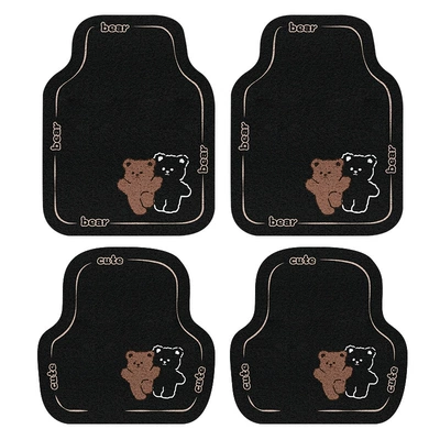 Car Interior Anti-Dirt Carpet Protective – Car Carpet - colored-silk-circle-couple-bears-2-in-front-and-2-in-back