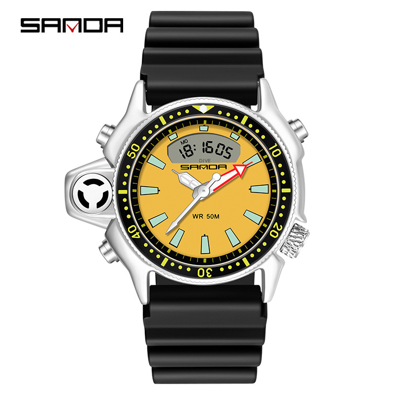 Sanda transfronterizo reloj de tendencia europea y americana reloj deportivo multifuncional al aire libre impermeable para jóvenes reloj electrónico