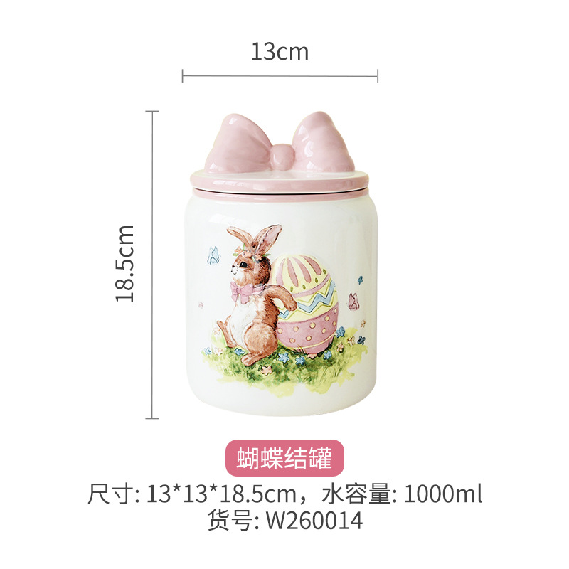 Cerámica de Pascua dibujos animados conejo cubiertos adornos encantadores set de platos para el hogar nuevos productos en stock