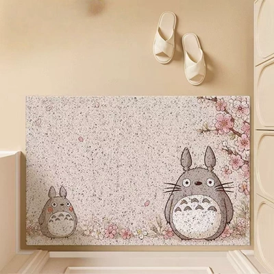 Mat for Home Entrance, Avtomobil döşəmə paspasları - big-and-small-chinchillas-4060cm-silk-circle