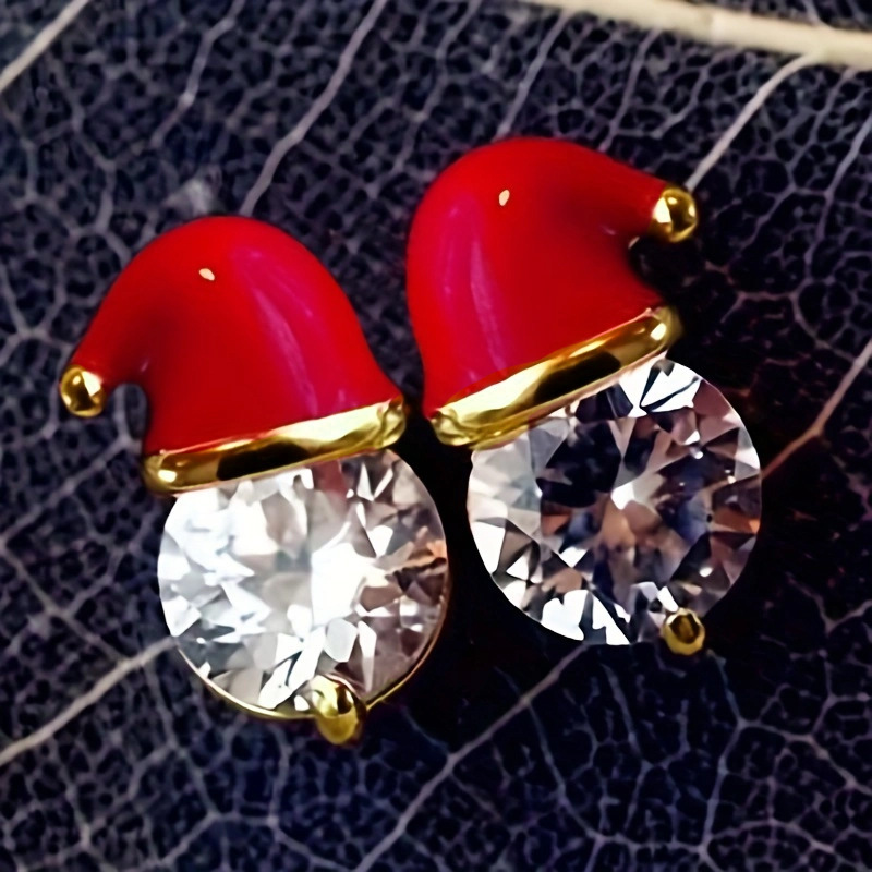 nouvelles boucles d'oreilles de Noël pour l'automne et l'hiver Boucles d'oreilles simples de Noël Boucles d'oreilles chapeau de Noël de style mignon_voghion.com