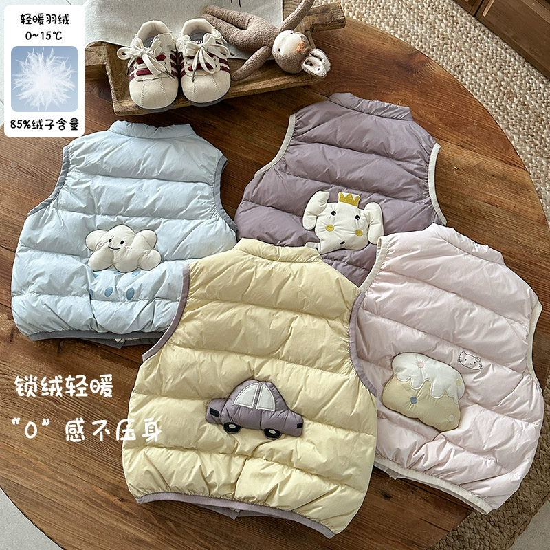Детский пуховый жилет для осени и зимы, теплый и легкий, 90% белый утиный пух, безрукавка унисекс, категория А