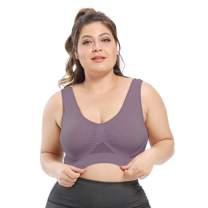 Sujetador deportivo 6 color hueco de malla transpirable agujero más tamaño Sujetador deportivo yoga de las mujeres corriendo ropa interior deportiva