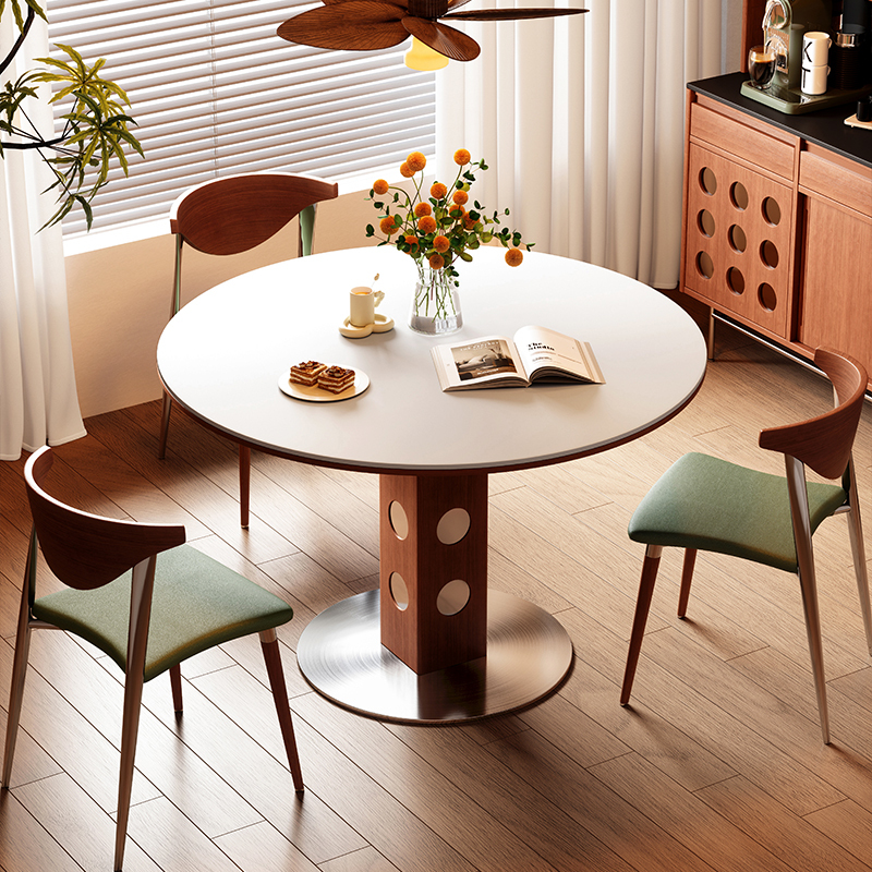 Vintage Negotiation Table with Retro Metal Legs Round Dining Table Vintage Negotiation Table with Retro Metal Legs Round Dining Table