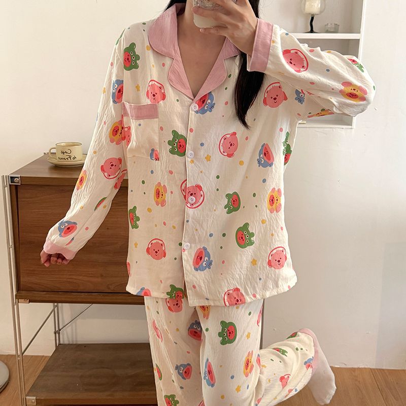 Transfronteriza mayorista collar primavera y otoño nuevo ocio nubes cardigan pijamas de manga larga ropa para el hogar de cuerdas