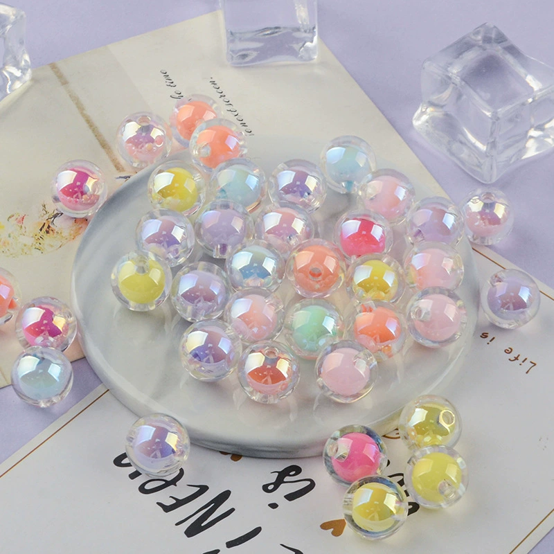 Transparent round beads, acrylic beaded bracelet handmade, 14mm