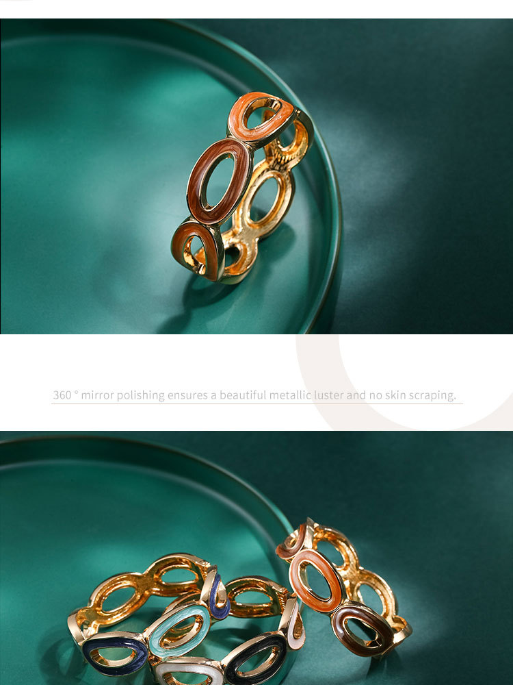 Fashion Oval Alloy Enamel Hollow Out Womenu0027S Bangle 1 Piece
