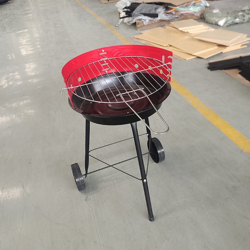 Parrilla de barbacoa portátil al aire libre portátil Parrilla de barbacoa redonda Parrilla de barbacoa de carbón jaula hogar simple Parrilla de barbacoa horno