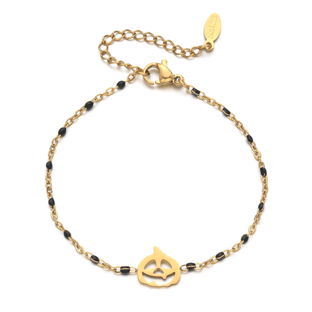 13g Weight Bracelets Classification 1 Piece Quantity Party, Festival Occasion Stainless Steel Material Halloween Festival Pumpkin Pattern Women's Gender Plating, Hollow Out Design Cool Style Style Cool Style Pumpkin Stainless Steel Bracelets In Bulk Stainless Steel Bracelets Halloween 5