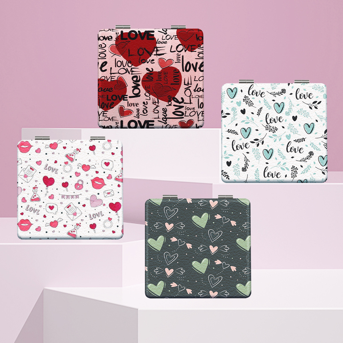 Espejo de maquillaje portátil plegable de dibujos animados de escritorio para niñas dormitorio de estudiantes espejo de maquillaje para el hogar espejo pequeño