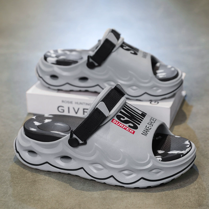 Мужские новые летние легкие дышащие сандалии из ЭВА на толстой подошве для верхней одежды, модные спортивные пляжные сандалии одной линии