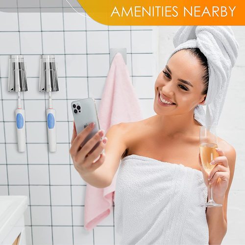 Stainless steel toothbrush holder without drilling toothbrush storage rack bathroom mouthwash cup storage shelf wall-mounted electric toothbrush holder