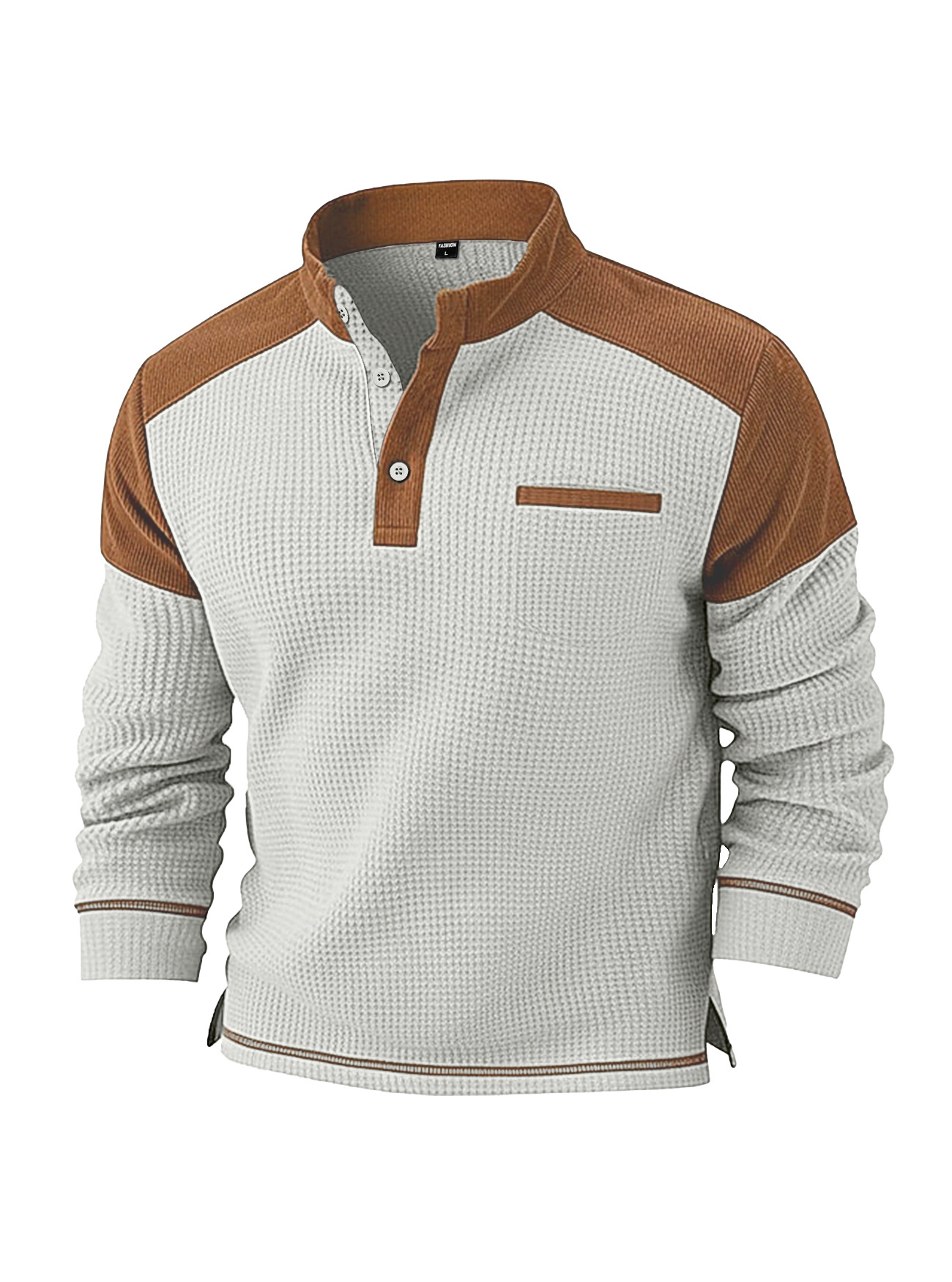 Herren Waffelstrick Pullover Mit Stehkragen Für Den Winter_voghion.com