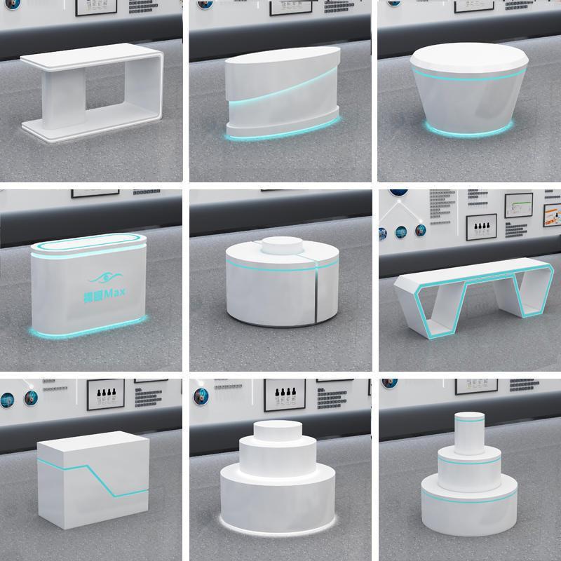 烤漆展示柜前台圆柱异形展厅科技感产品展示中岛柜体验台